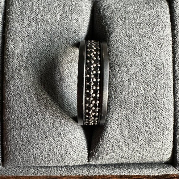 David Yurman Streamline Two Row Band Ring w/ Black Diamonds - Size 10 - Picture 4 of 16